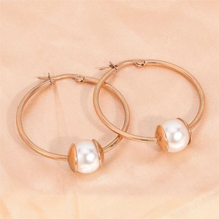 pearl huggie hoop
