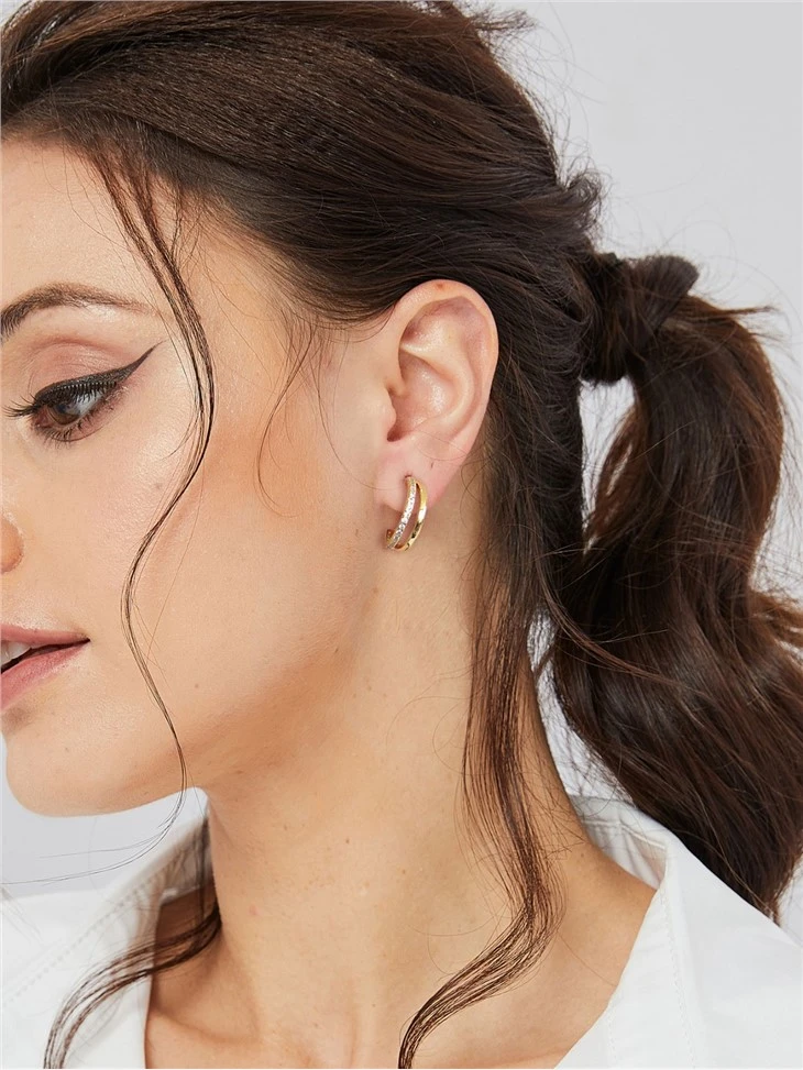 double diamond hoop earrings