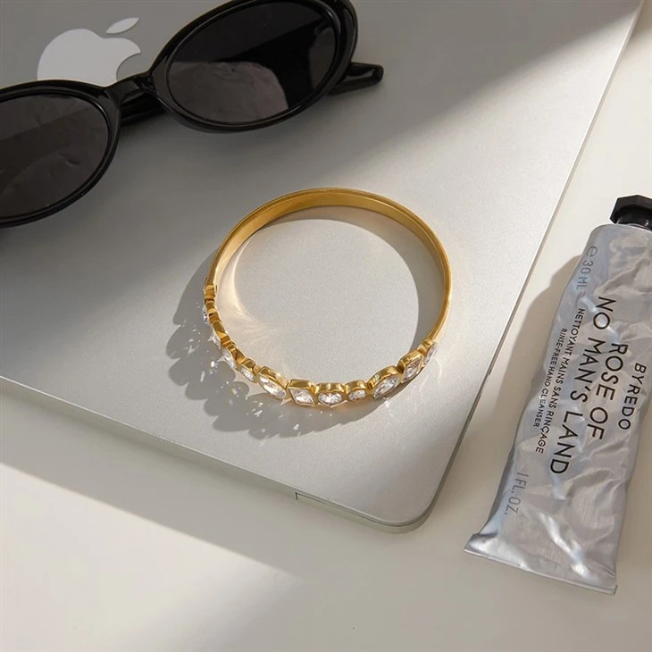 Minimalist Multi Shape CZ Bangle high quality