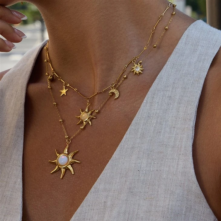 Moonstone Moon Sun Star Necklace factory