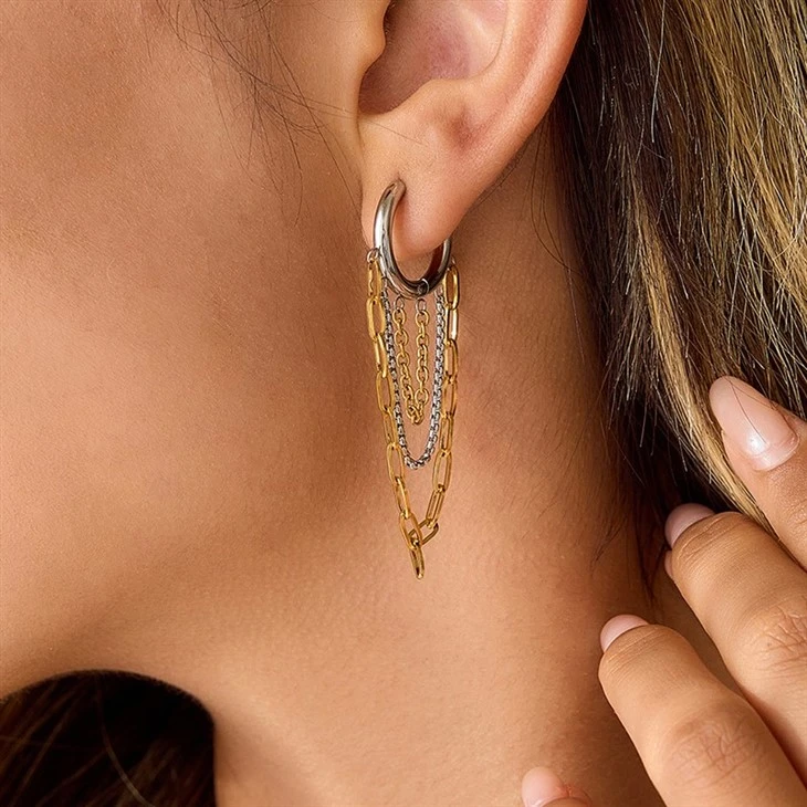 Multi Tassel Chain Hoop Earrings factory