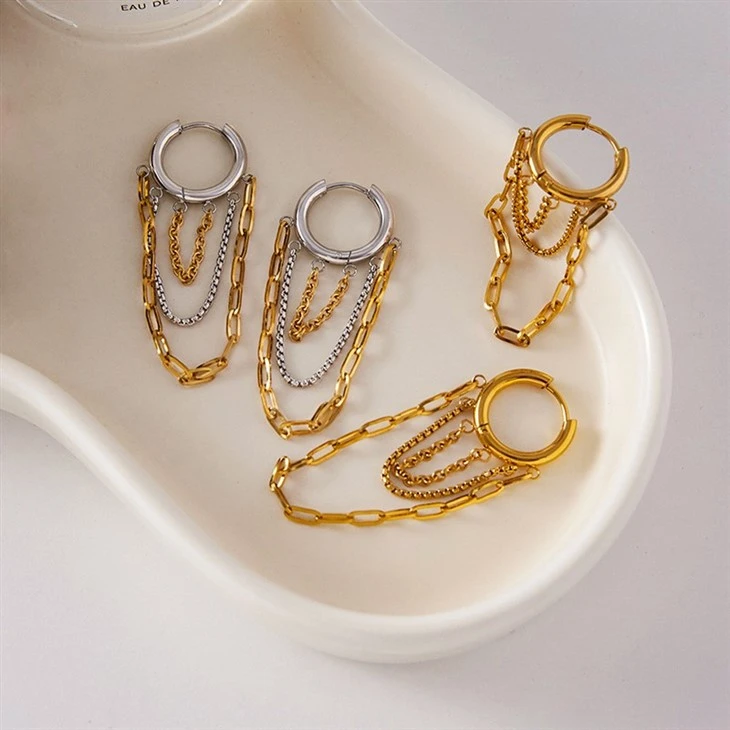 Multi Tassel Chain Hoop Earrings best