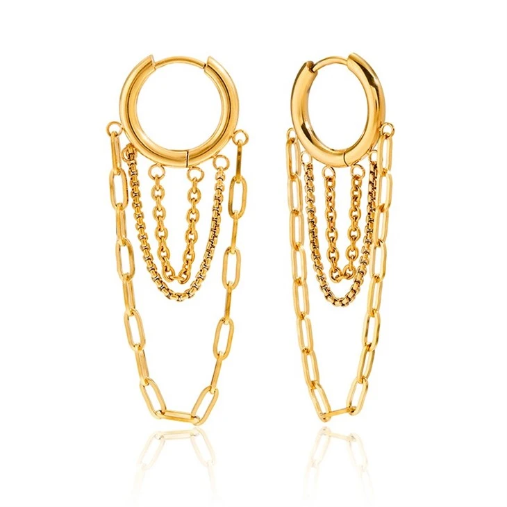 Multi Tassel Chain Hoop Earrings price
