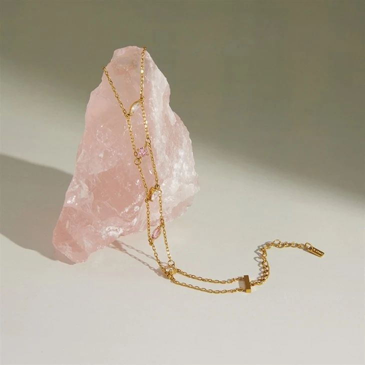 Pastel Pear Heart CZ Double Layer Bracelet high quality