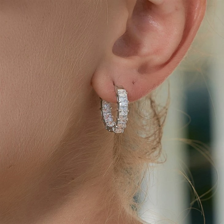 Shiny Cubic Zirconia Huggie Hoop Earrings suppliers