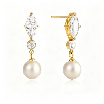 Перлена обеца Marquise CZ