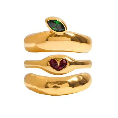 Комплект пръстени с цирконов купол