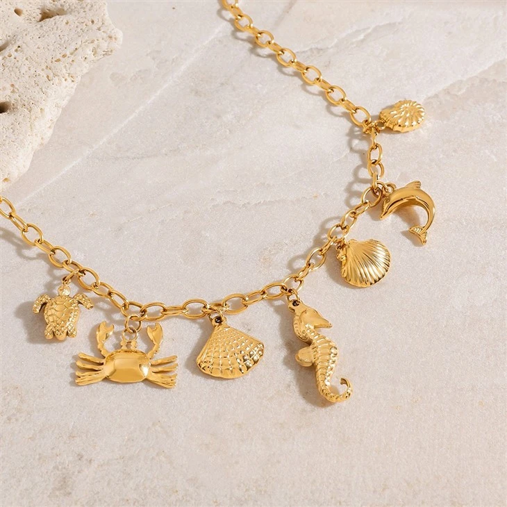 Stainless Steel Beach Charm Necklace