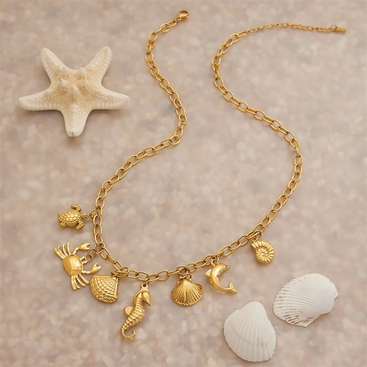Stainless Steel Beach Charm Necklace